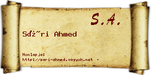 Sári Ahmed névjegykártya